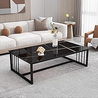 Coffee Table Wood Top,Modern Center Table Rectangle Cocktail Table